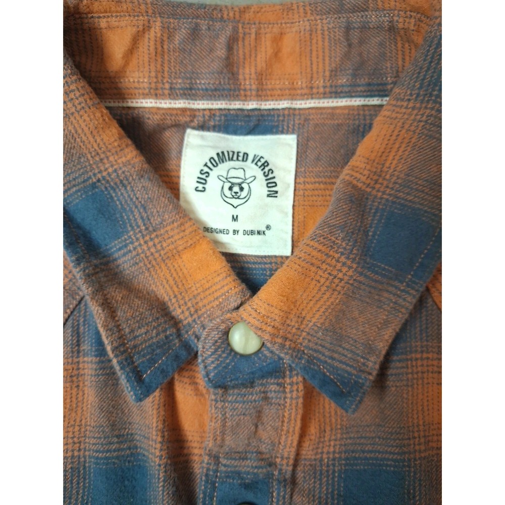 Dubinik Flannel Shirt Plaid Pearl Snaps Cotton Medium Outdoors Western Country - Picture 4 of 11